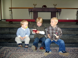 Kristj�n, Arnar og Andri � Reykholtskirkju